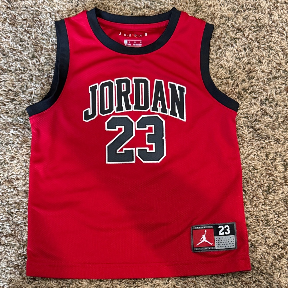 Air Jordan 23 Kids Red & Black Bulls Basketball Jersey - Size 6-7